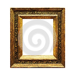 Old faded painting frame isolated on white