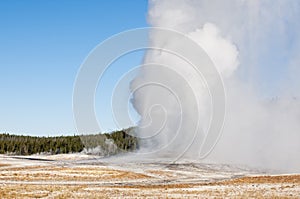 Old faithful erupts in yellowstone national park