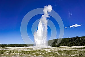 The Old Faithful geyser erupting, Yellowstone National Park