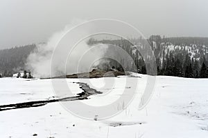 Old Faithful Geyser Winter