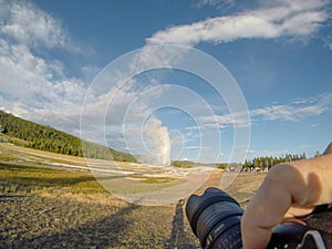 Old Faithful geysersac at Yellowstone National Park