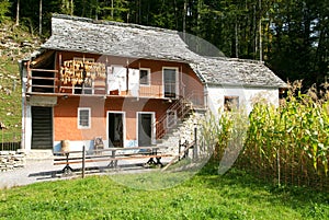 Old family house in Ballenberg, a Swiss open-air museum