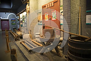 Old farm equipment in Museum of Nationalities