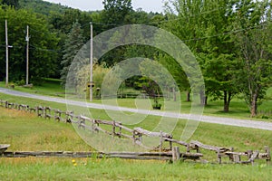 Old farm fence near a country road