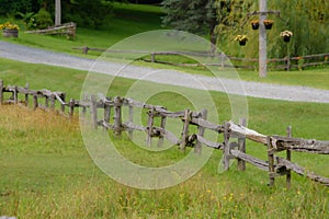 Old farm fence near a country road