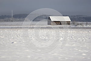 Old farm house in winter