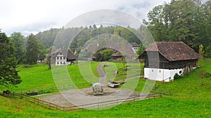 Old farm houses in Ballenberg, a Swiss open-air museum in Brienz
