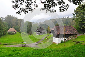 Old farm houses in Ballenberg, a Swiss open-air museum in Brienz