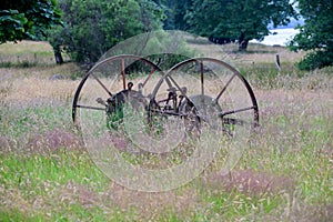 Old Farm Machinery in an Overgrown Field