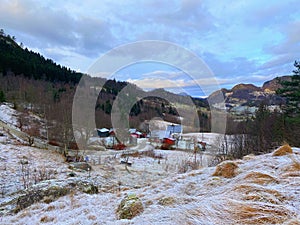 An old farm in Norway, in the fjords of Norway