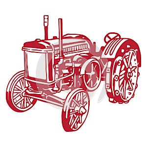 Old farm tractor - hand drawn illustration
