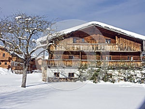 Old farm in winter in Tyrol
