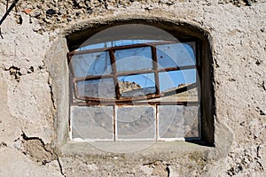 Old farm and wooden house, window, door in an old country house.