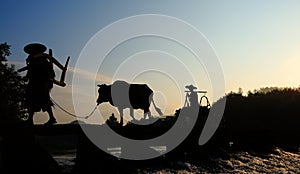 Old farmer on the ancient Bridge