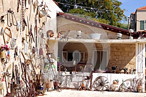 Old farmer house with tools collection.