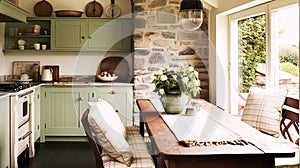 Old farmhouse kitchen decor, interior design and furniture, English cottage kitchen cabinets, country house interiors