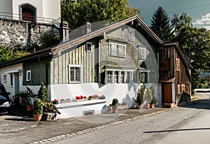 Old farmhouse in the Swiss village of Berschis, Walenstadt