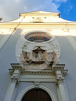 Old fasade at street in the center of the city. Kosice is the 2nd largest city in Slovakia