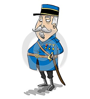 Old fashion army general dressed in blue uniform