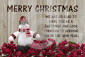 Old fashion Christmas greeting from a business