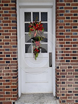 Old fashion door with Christmas wreath