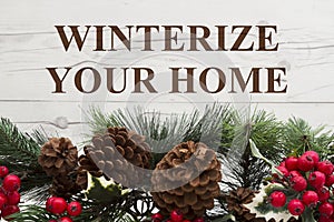 Old fashion winter message with winter garland