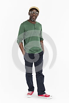 Old-Fashioned African Man Casual Cheerful Concept photo