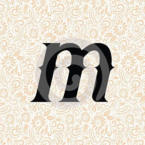 Old Fashioned Alphabet M LOWER , Black alphabet vector, alphabet vector