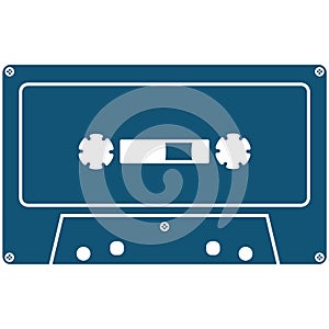 Old-fashioned analog cassette vector icon isolated on white