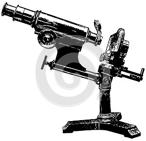 Vintage microscope isolated