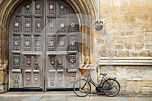 Old Fashioned Bicycle Outside Oxford University College Building