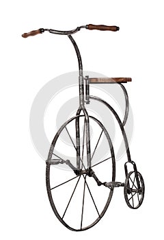 Old fashioned bicycle over white