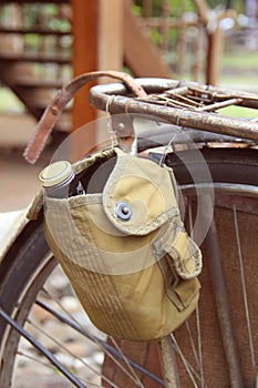 Old-fashioned bicycle. Shallow depth of field