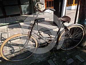 old-fashioned bicycles, brown like rusty, increasingly favored and sought after by hobbyists