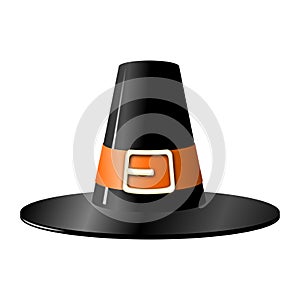 Oldfashioned black hat, white background photo