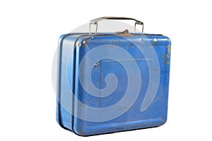 Old-fashioned blue metal lunch box