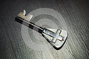 An old fashioned brass key