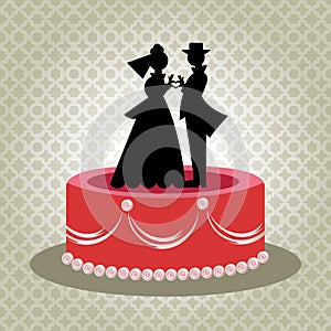 Old-Fashioned Bride and Groom Cake Topper