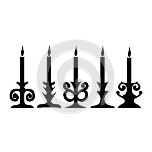 Old-fashioned candle silhouette set