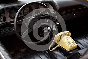 An old fashioned car phone