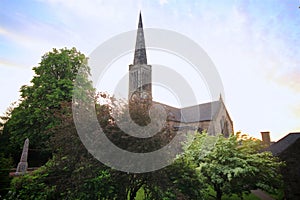 Old fashioned church spires on a summers evening