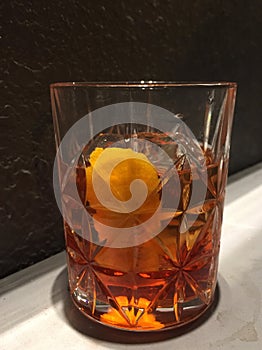 The old fashioned Cocktail in a cut old fashioned glassware