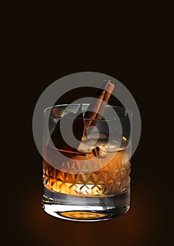 Old Fashioned Cocktail on Dark Background