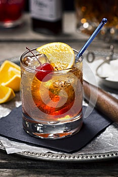 Old Fashioned Cocktail with Ingredients