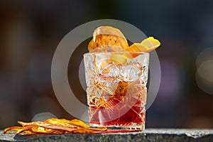 Old fashioned cocktail. Negroni