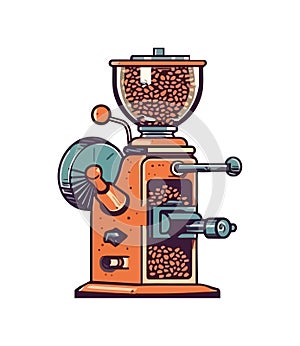 Old fashioned coffee maker with beans