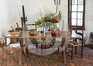 Old fashioned colonial kitchen table