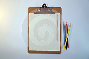 Mock-up: Classic Cork Note Pad and Multicolor Pencils