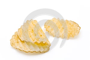 Old fashioned crispy potatoes isolated on white background