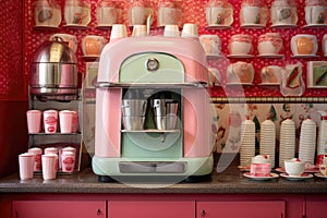 old-fashioned diner coffee machine and cups